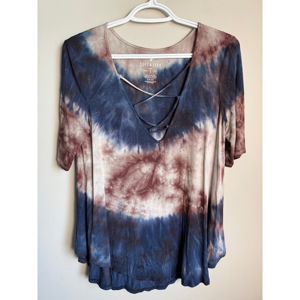 American Eagle Soft & Sexy‎ Tie Dye V-Neck Tee Small Boho Festival Grunge Indie